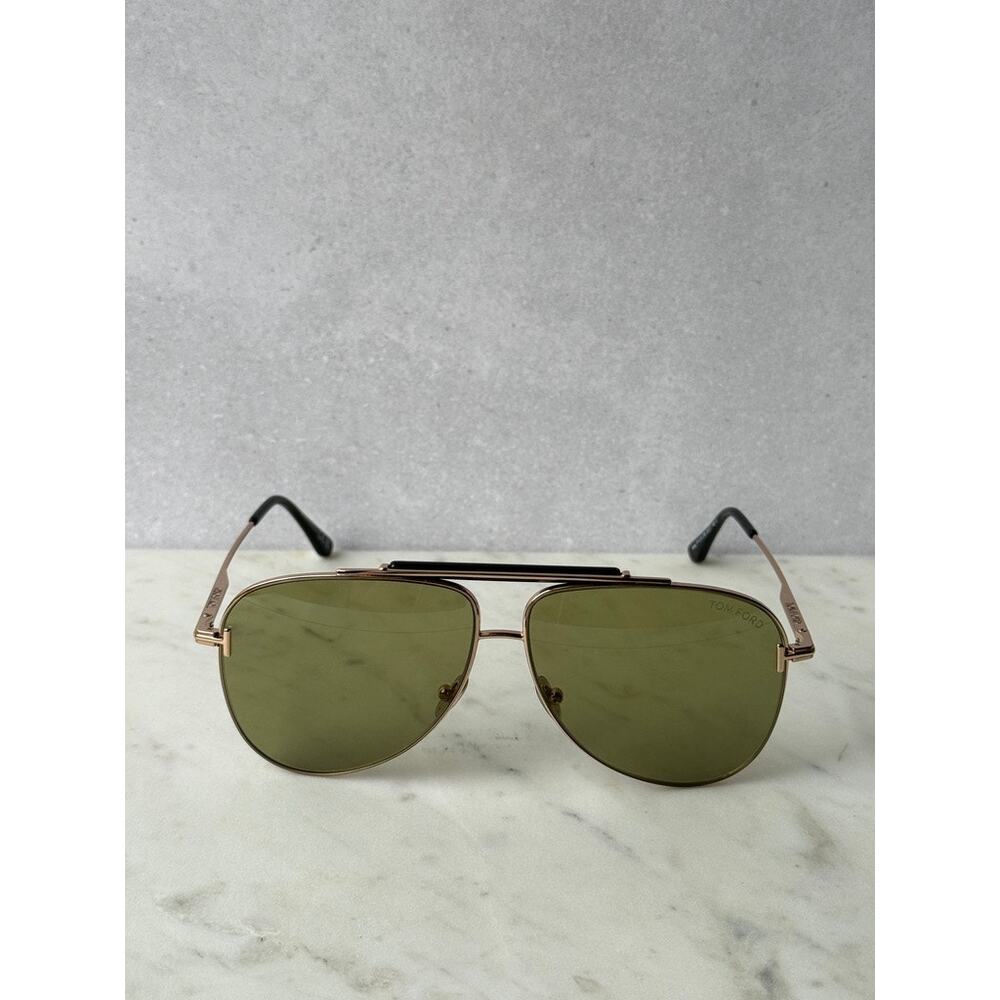 NEW Tom Ford FT1018 Brady Aviator Sunglasses Gold Green $475 - Picture 5 of 10
